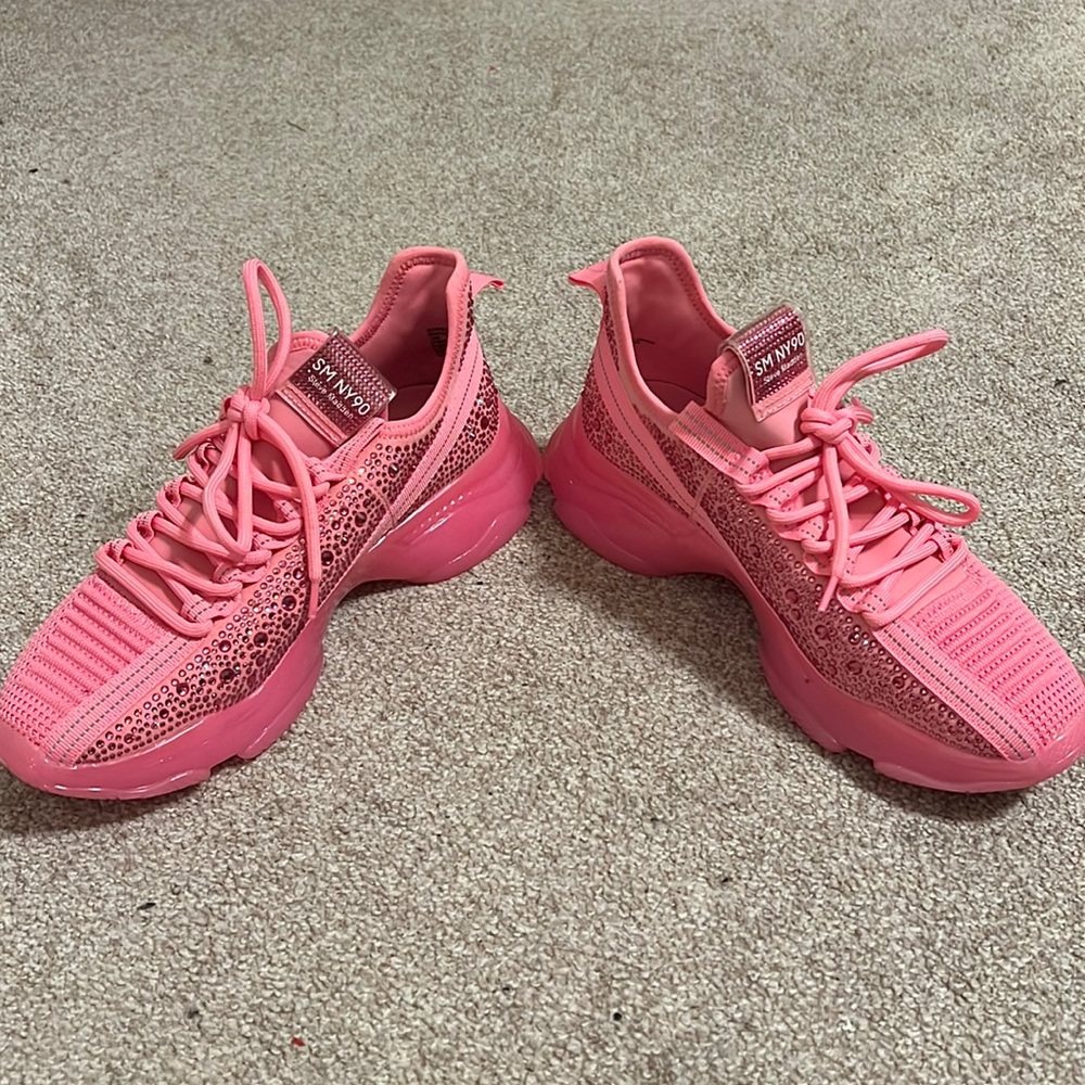 STEVE MADDEN MAXIMA RHINESTONE EMBELLISHED CHUNKY PLATFORM WEDGE SNEAKERS